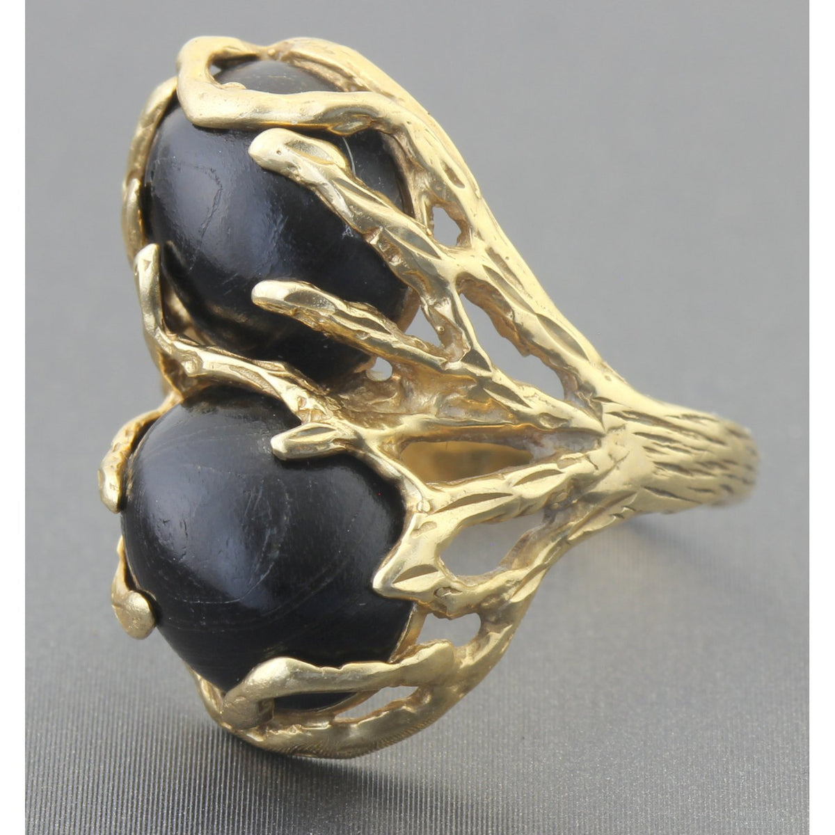 Maui Diver's Black Coral Ring | 14K Gold Hawaiian Coral Branch | Vintage
