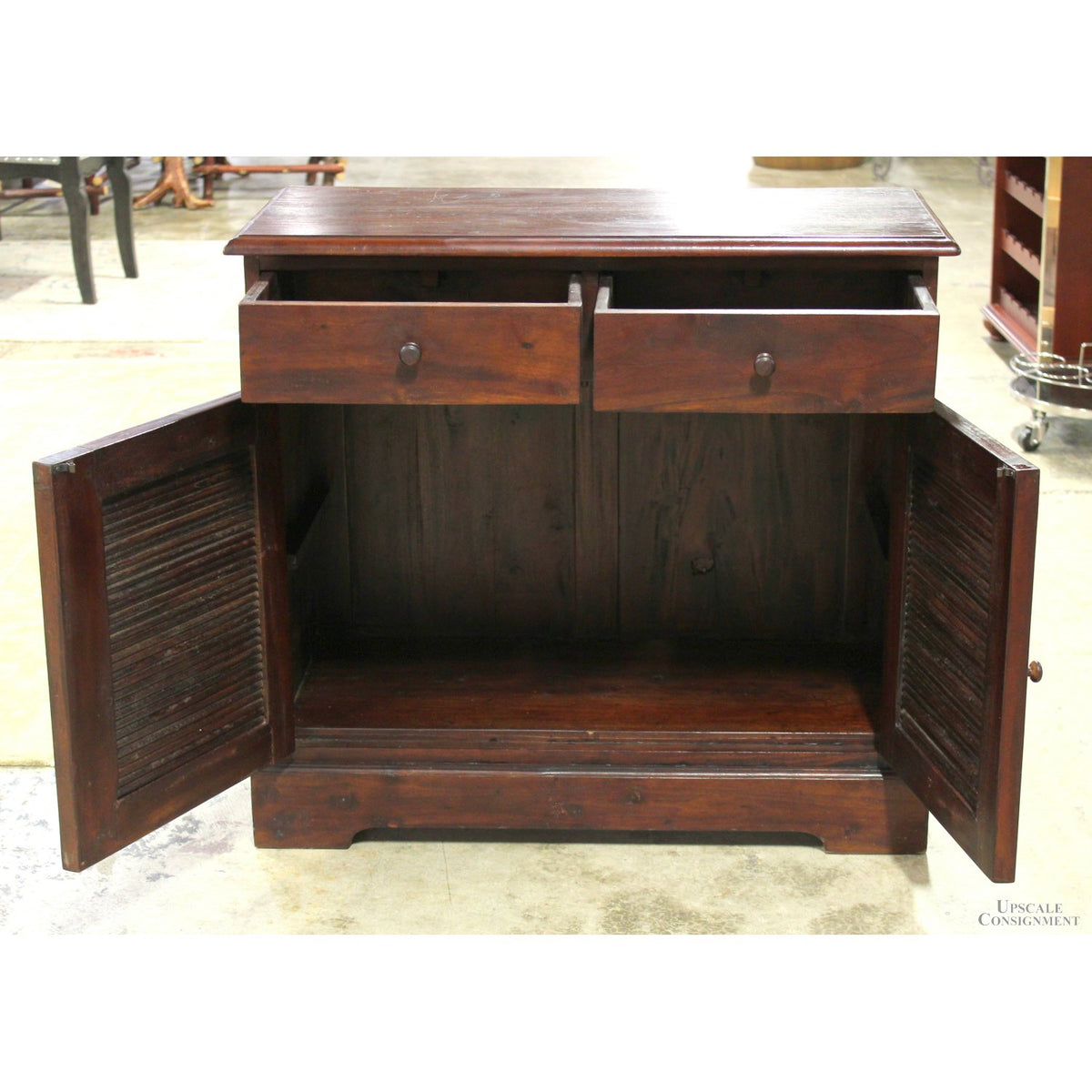 Mahogany Cabinet w/Reeded Doors