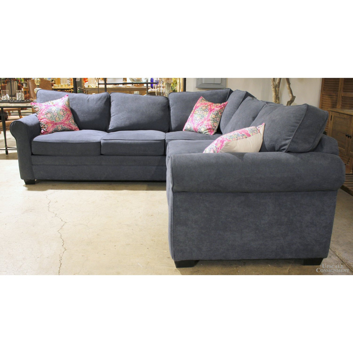 Blue 'L' Shaped Sectional Sofa