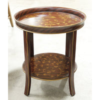 Round 2-Tier Accent Table w/Leaves & Birds