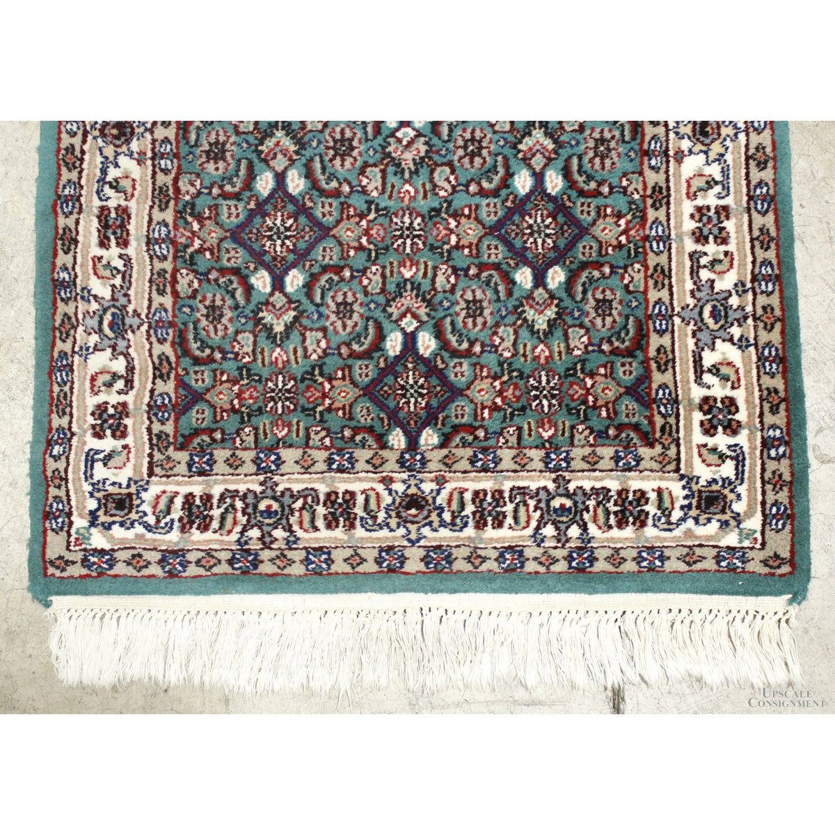 2' 6'' X 8' 1'' Green Wool & Silk Runner Rug
