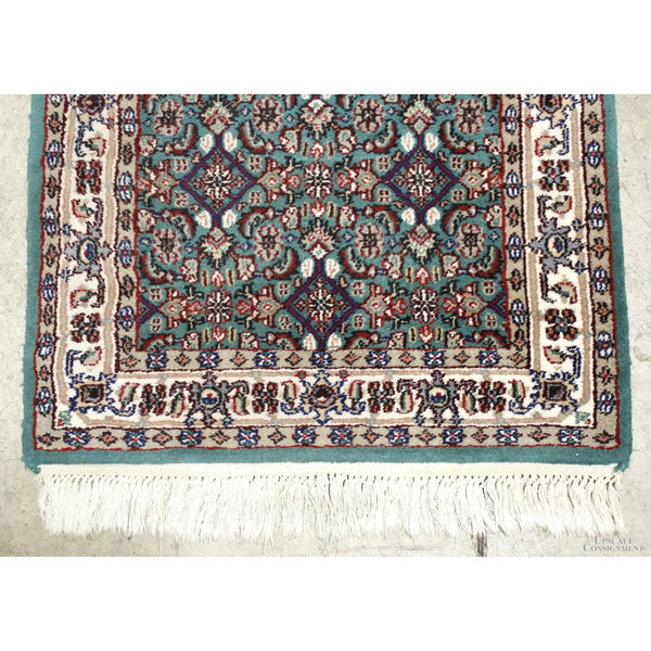 2' 6'' X 8' 1'' Green Wool & Silk Runner Rug