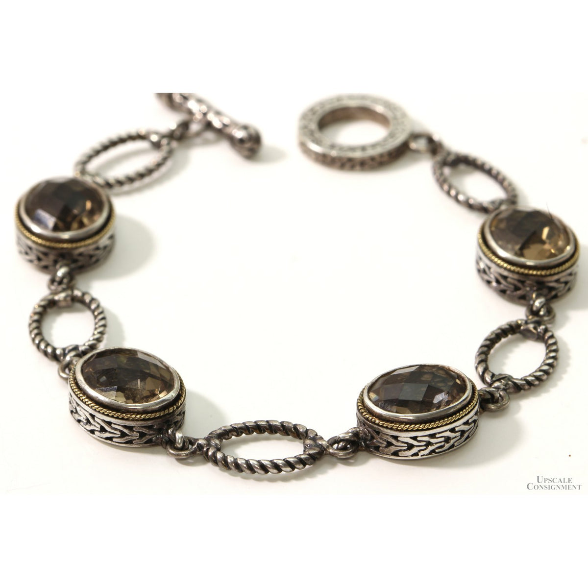 EFFY 18K Gold & Sterling Silver Smoky Quartz Link Bracelet