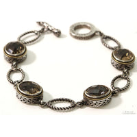 EFFY 18K Gold & Sterling Silver Smoky Quartz Link Bracelet