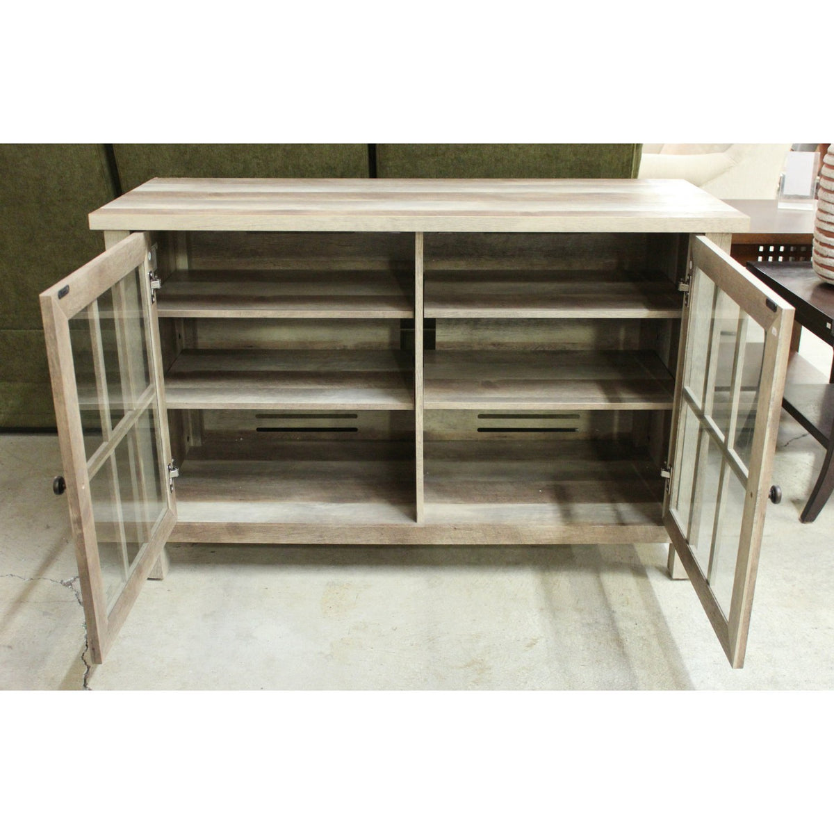 Whalen Furn. Beachwood Glass Door Cabinet