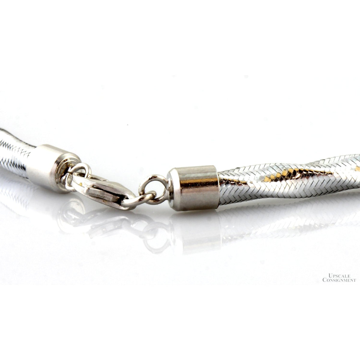 Italian 14K White Gold Twisted 4mm(w) Rope Mesh 18" Necklace