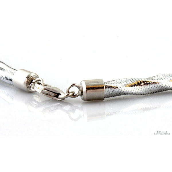 Italian 14K White Gold Twisted 4mm(w) Rope Mesh 18" Necklace