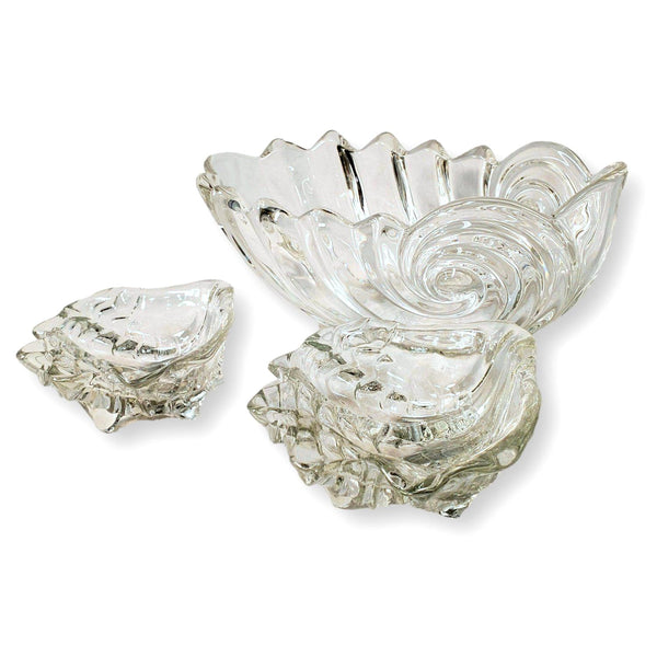 Set of 3 Seashell Motif Glass Bowls
