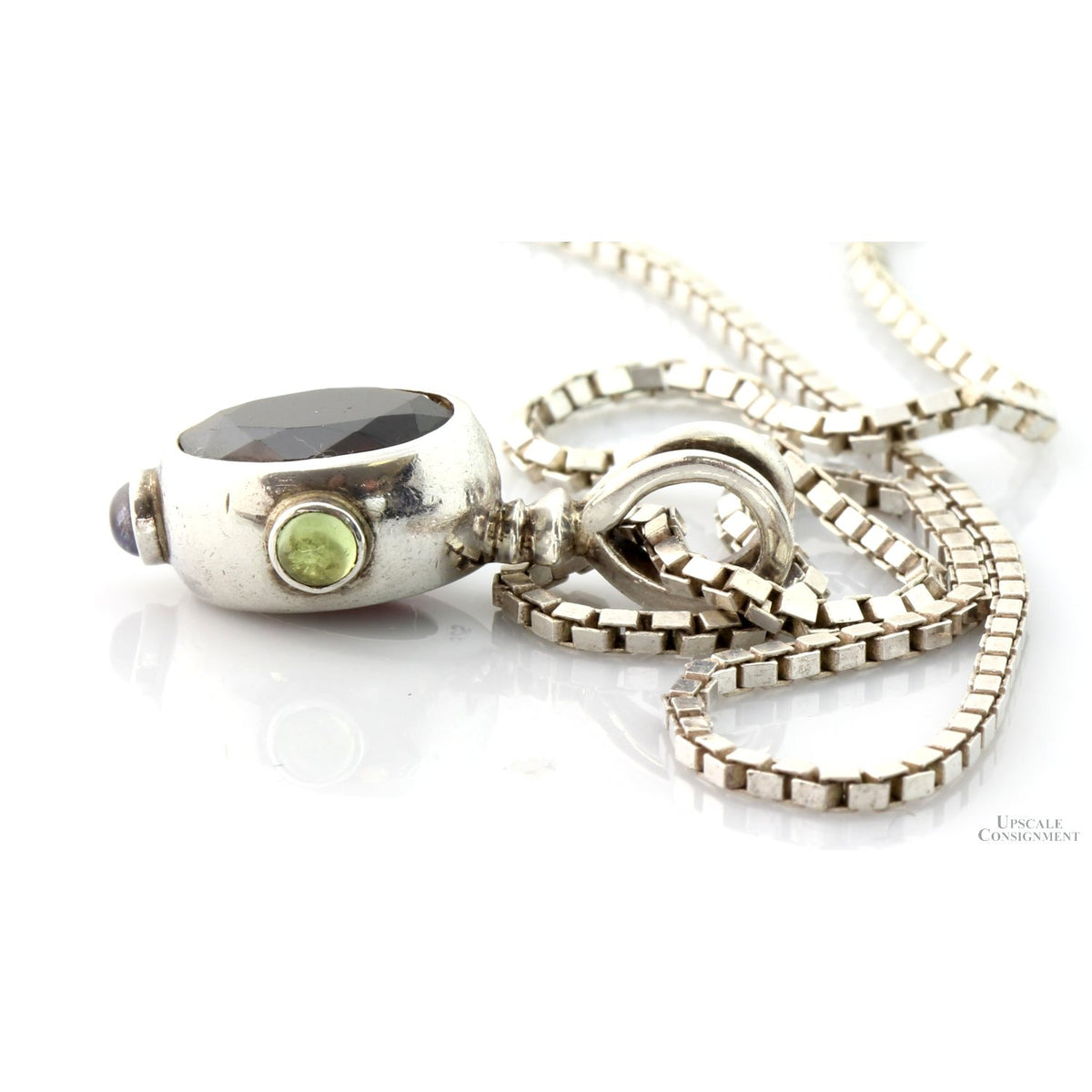 Almandine Garnet Sterling Silver Pendant & 24" Chain