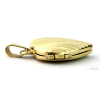 14K Yellow Gold Heart Shaped Photo Locket Pendant - 3.82G