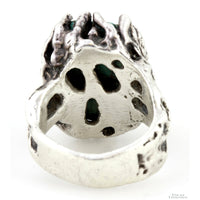 Handcrafted Spiderweb Turquoise Brutalist Sterling Silver Ring