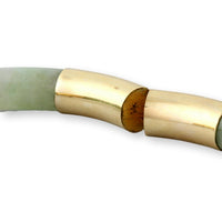 Gump's Jadeite Hinged Bangle Engraved 14K Gold c. 1970-1980