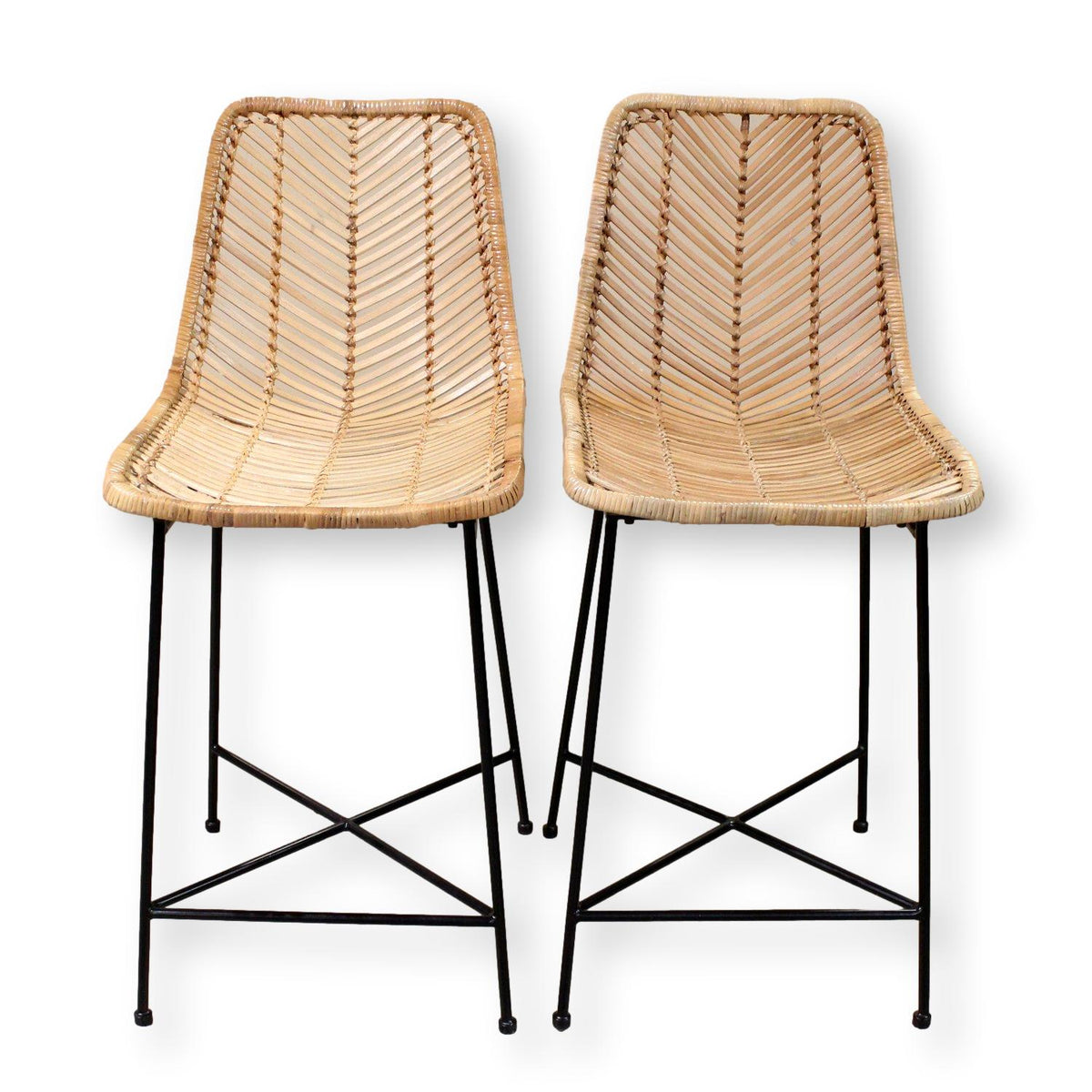 Pair of Rattan Counter Stools