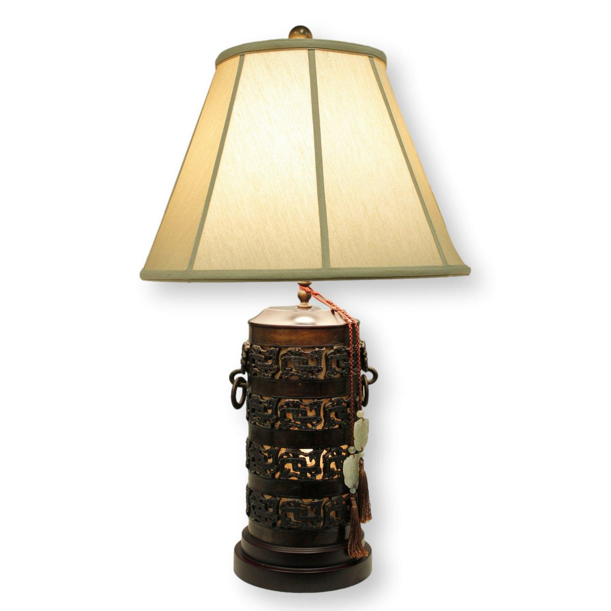 Bronze Asian Motif Table Lamp