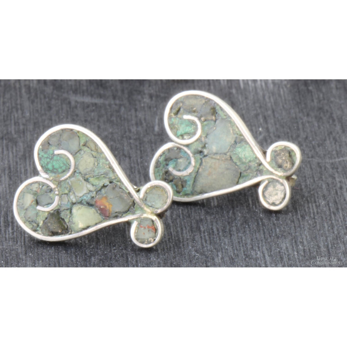 Early 1940s Sterling Silver Inlaid Turquoise Mosaic Set by Beto