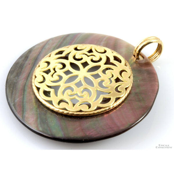 Abalone Shell Decorative 14K Yellow Gold Pendant