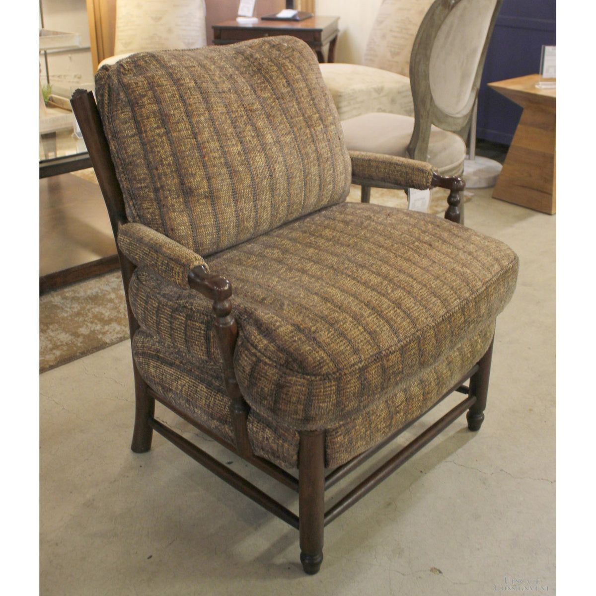 Ethan Allen Brown Tweed Accent Chair