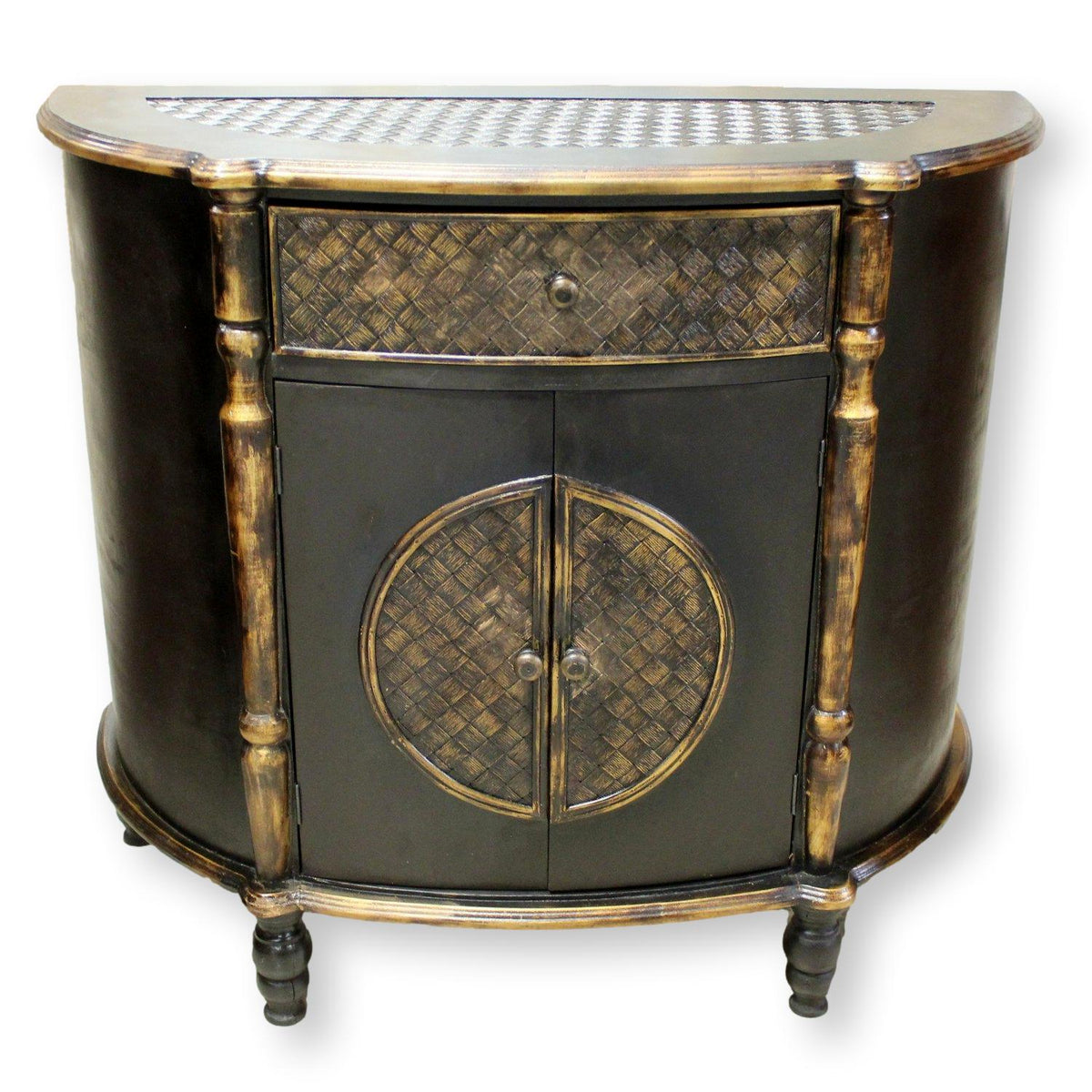 Black & Gold Demilune Cabinet