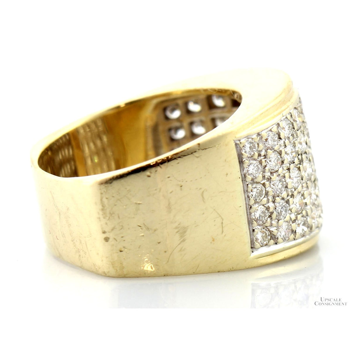 14K Gold 1.50ctw Pave Diamond Modernist Ring - Euro Shank