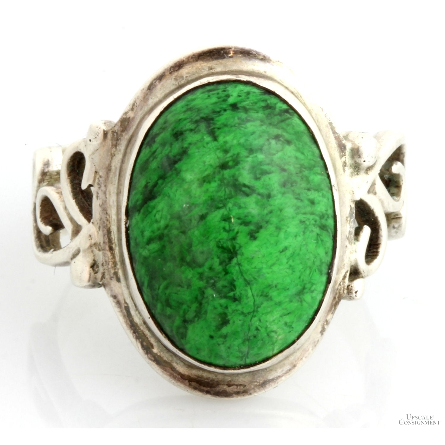 Deep Green Maw-Sit-Sit Cabochon Sterling Silver Ring