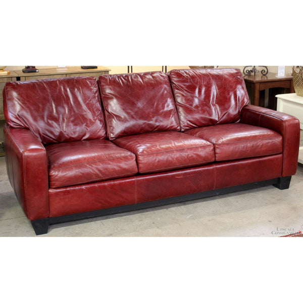 American Leather Red Leather Sofa