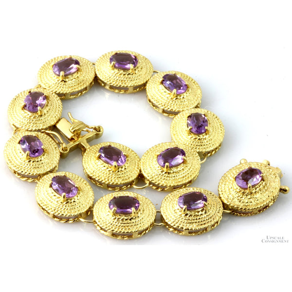 8.05ctw Amethyst Link 18K Yellow Gold Vermeil Bracelet