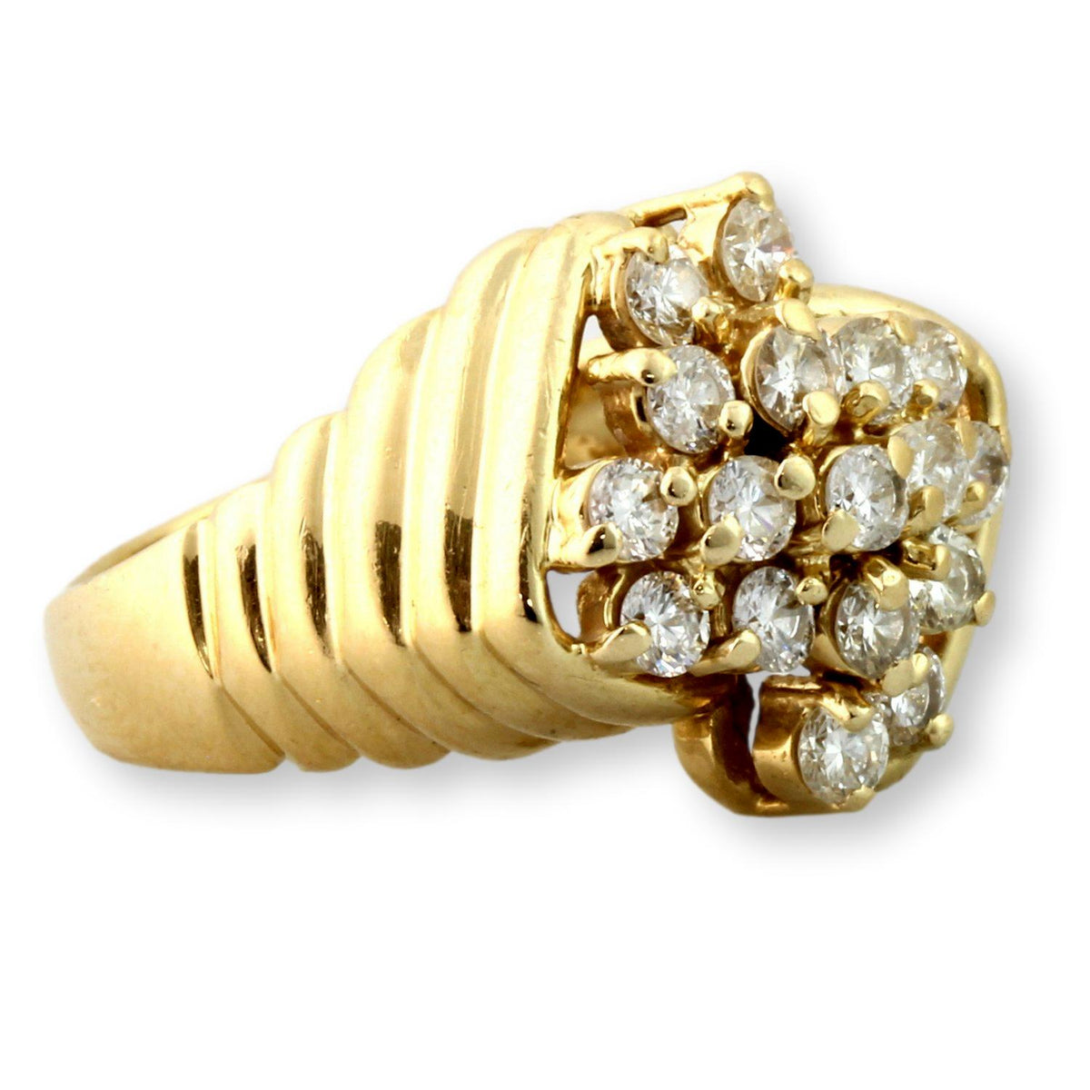1.02ctw Diamond 14K Yellow Gold Sculpted Modernist Ring