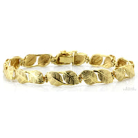 Italian Artisan 14K Yellow Gold Diamond-Cut Leaf Link Bracelet