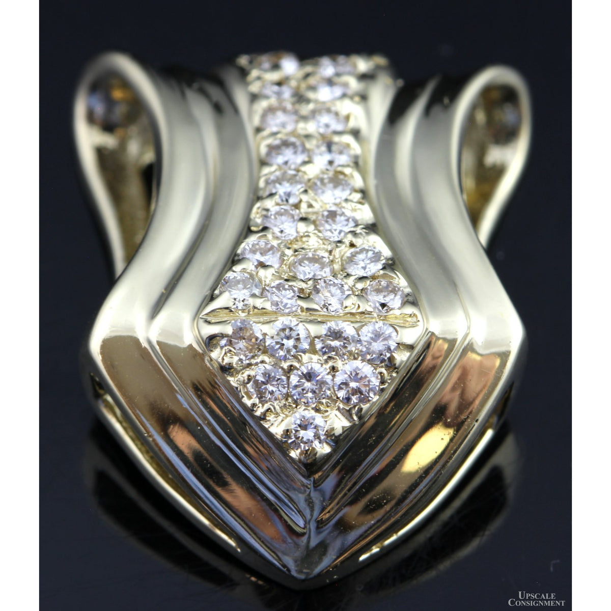 14K Yellow Gold & .67ctw Diamond Shield-Shaped Slide Pendant