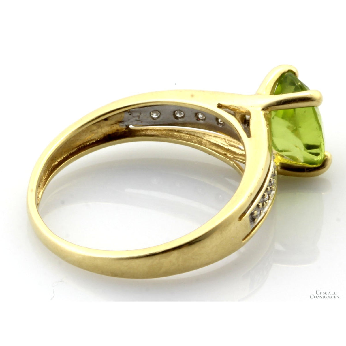 14K Two-Tone Gold 2ct Vibrant Green Peridot & Diamond Ring