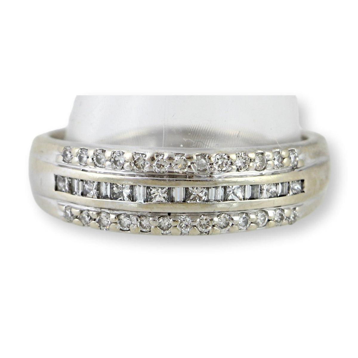 .75ctw Diamond Three-Row 14K White Gold Anniversary Band