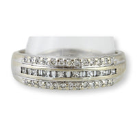 .75ctw Diamond Three-Row 14K White Gold Anniversary Band