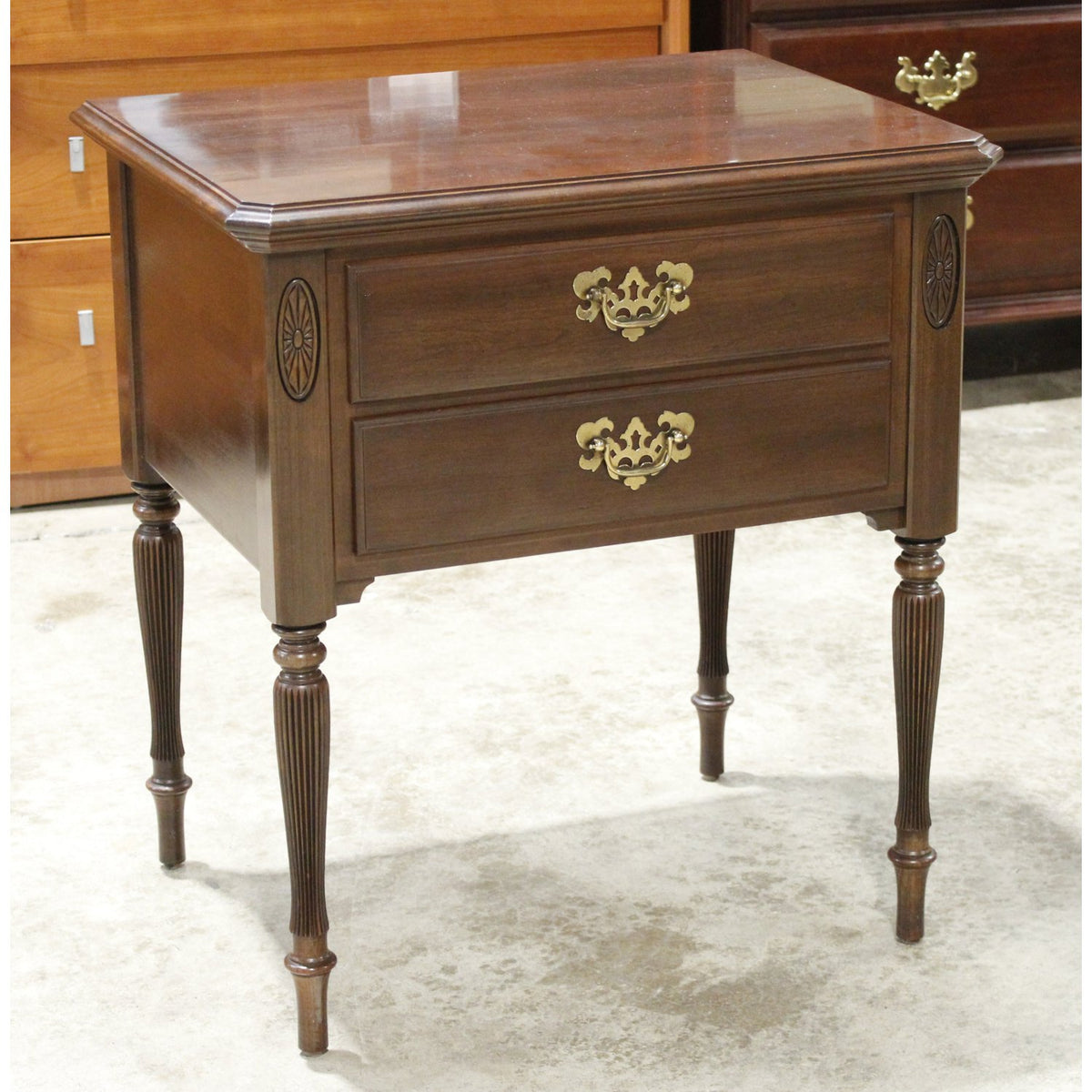 Ethan Allen 2 Drawer Mahogany Nightstand