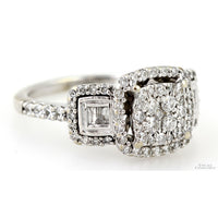 1.00ctw Diamond Three-Stone Cluster 10K White Gold Ring