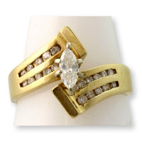 Marquise Diamond 14K Gold Ring with Diamond Accents