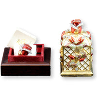 22K Gold Plate & Enamel Rose Box & Lapel Pin Ltd Edition