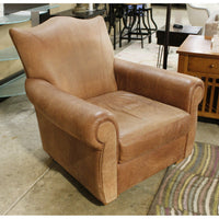 Brown Leather Club Chair & Ottoman