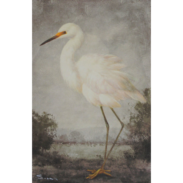 Framed Retouched Print of a White Egret