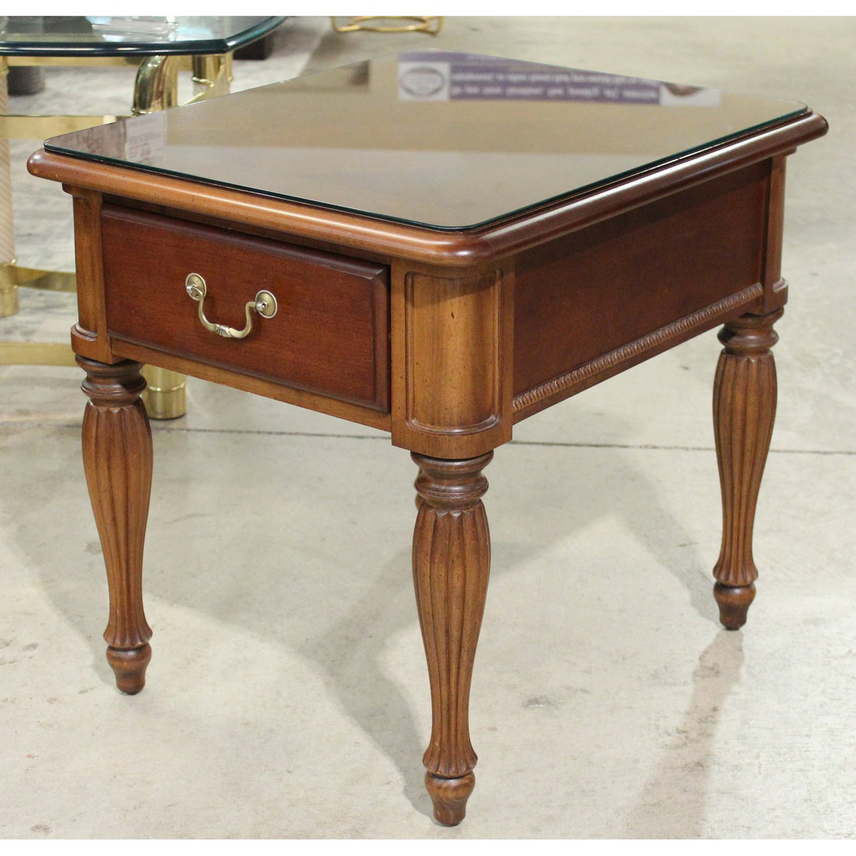 Thomasville End Table w/Protective Glass