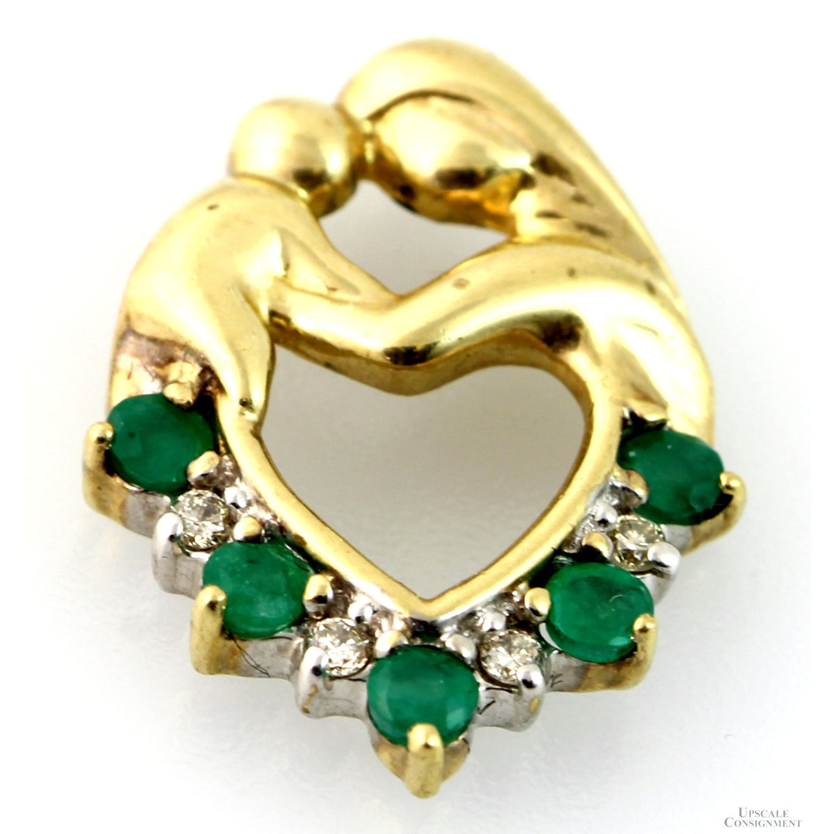 Mother & Child .25ctw Emerald Diamond 10K Heart Pendant