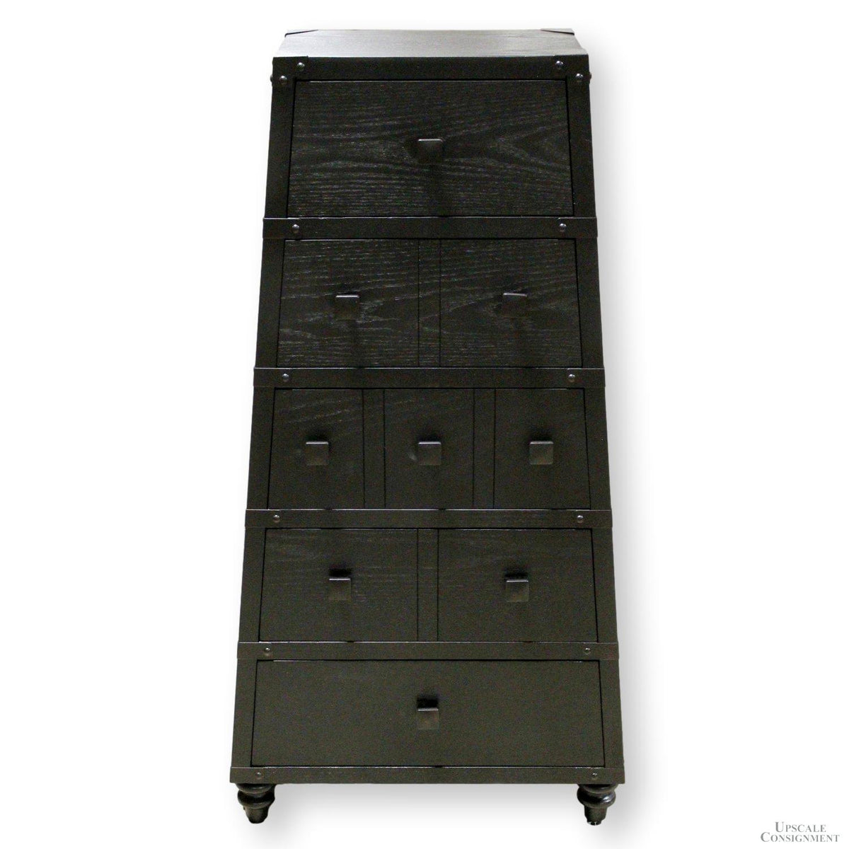 Tapered Black Chest of 5 Drawers
