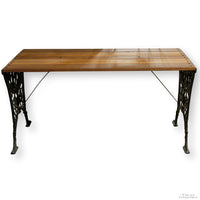 Wrought Iron & Wood Plank Outdoor Table