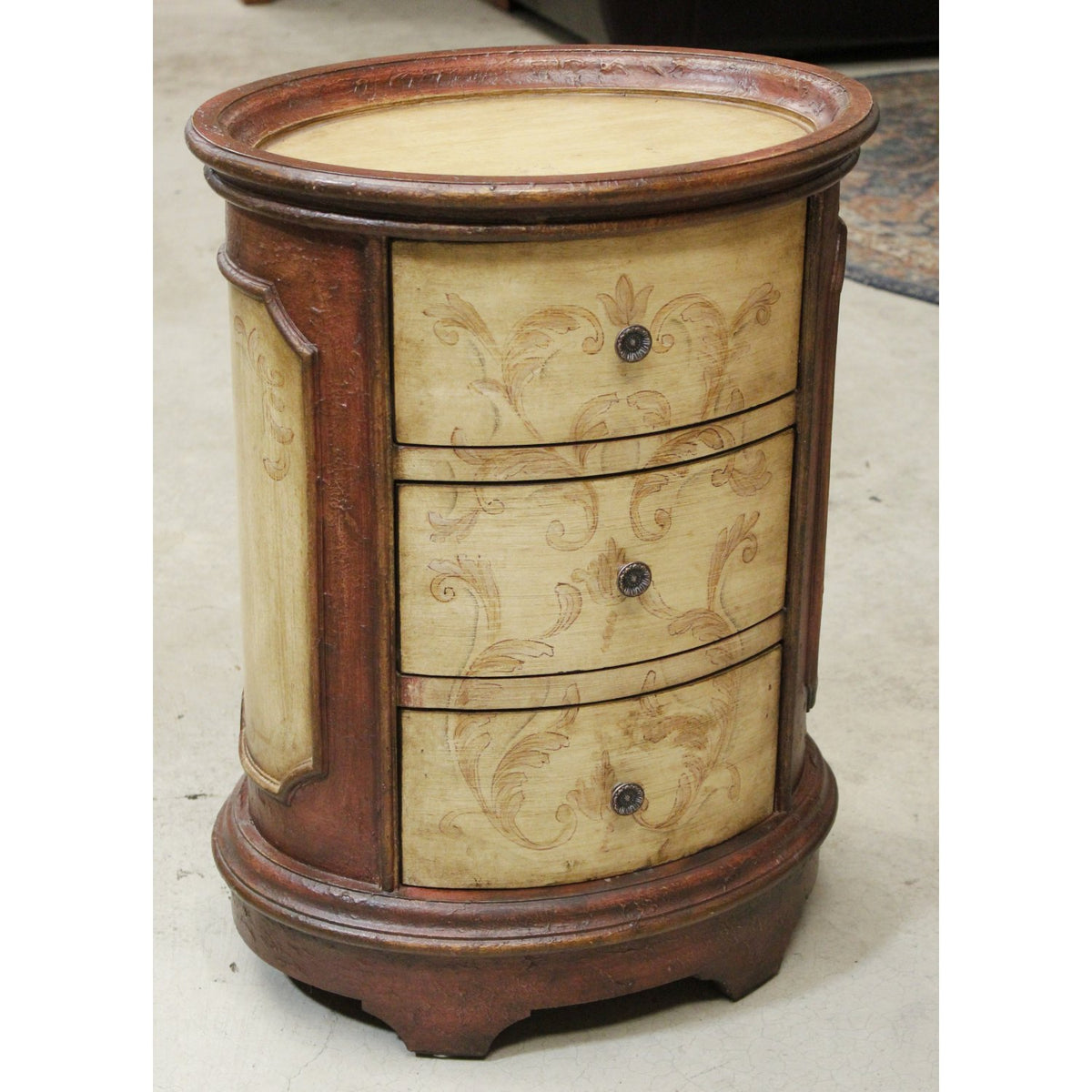 Oval 3 Drawer Handpainted Chest