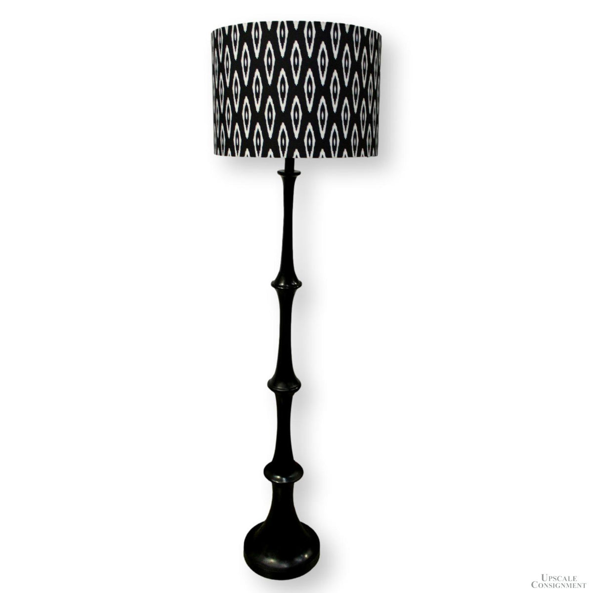 Floor Lamp w/Black & White Ikat Shade