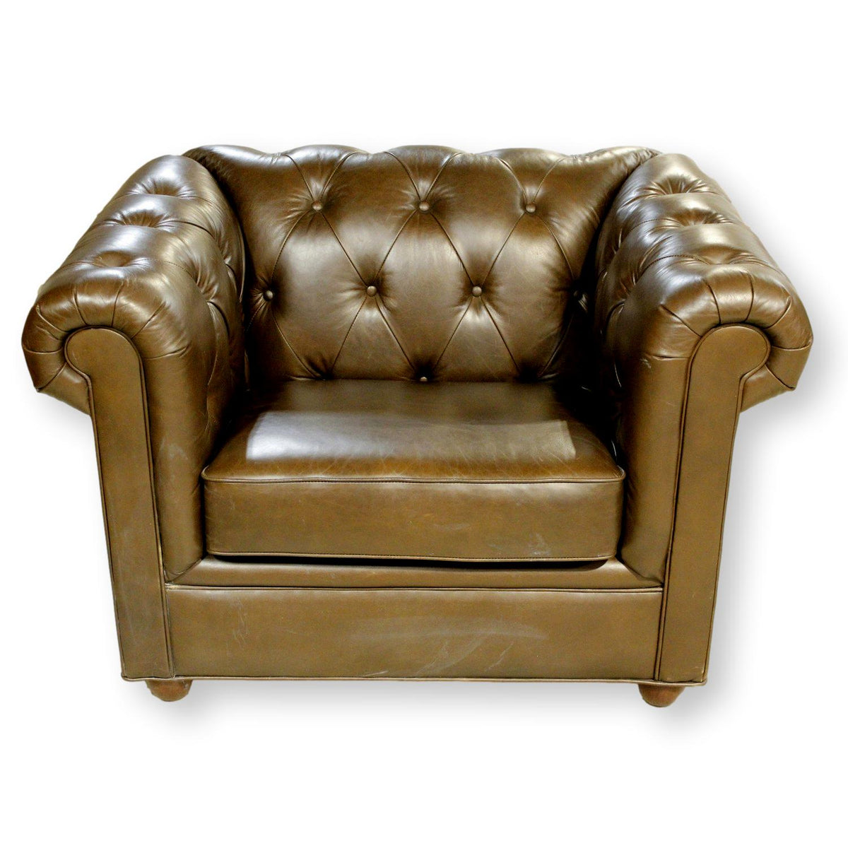 Pottery Barn Brown Leather Chesterfield Club Chair