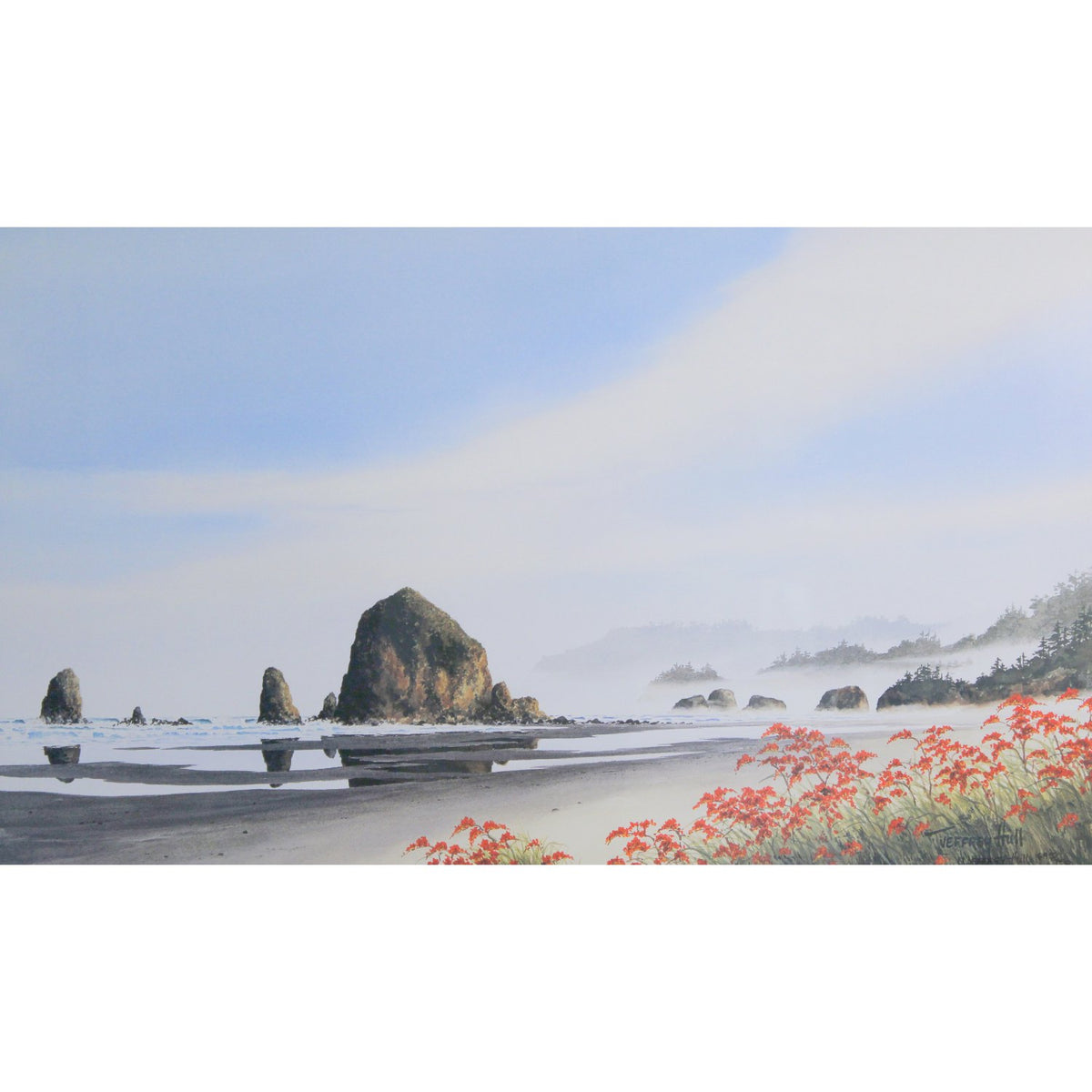Framed Limited Edition Print 'Cannon Beach Reds' by Jeffrey Hull