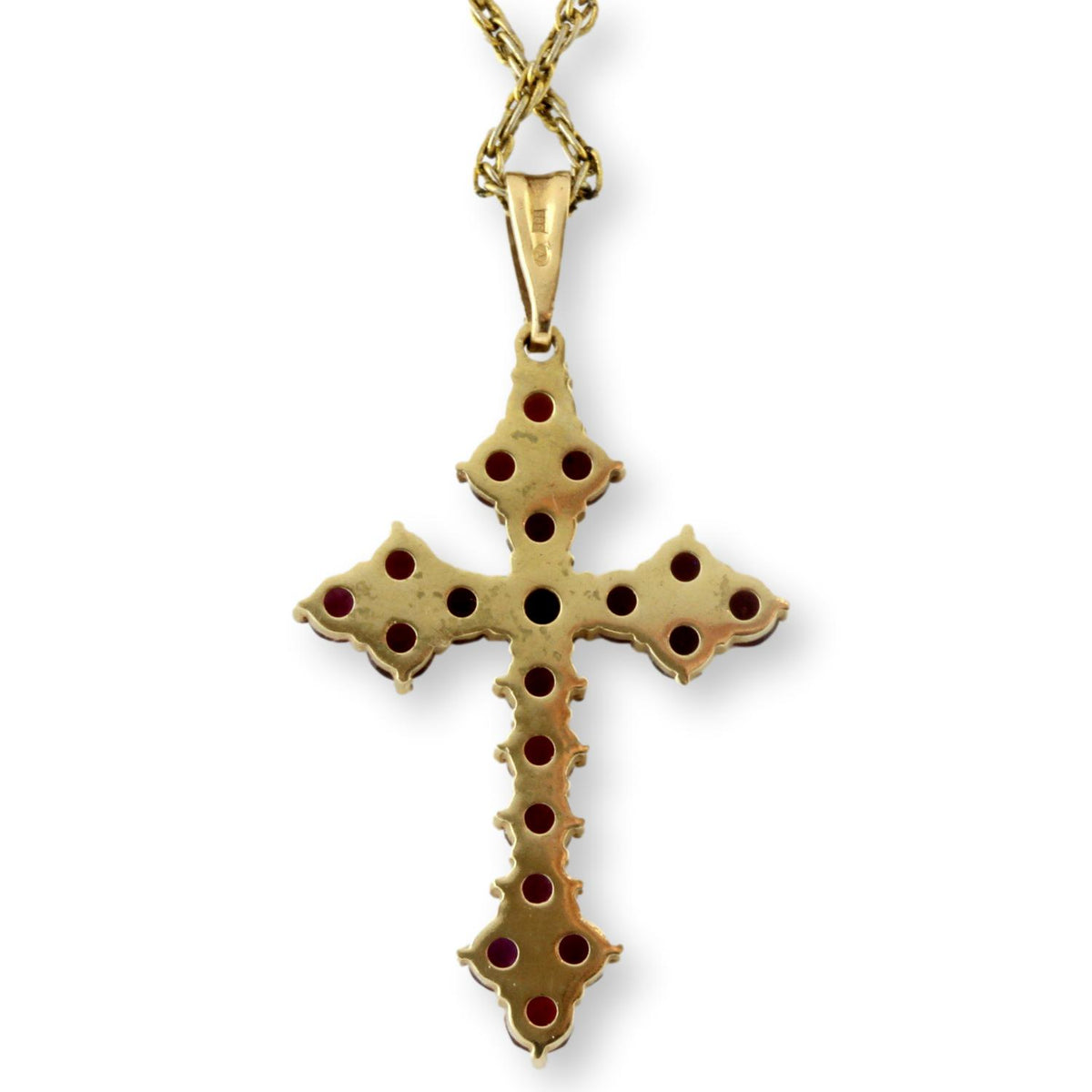 14K Yellow Gold 2.9ctw Garnet Cross 18" Gold-Tone Chain