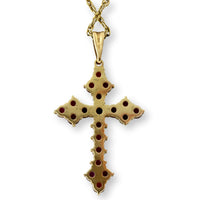 14K Yellow Gold 2.9ctw Garnet Cross 18" Gold-Tone Chain