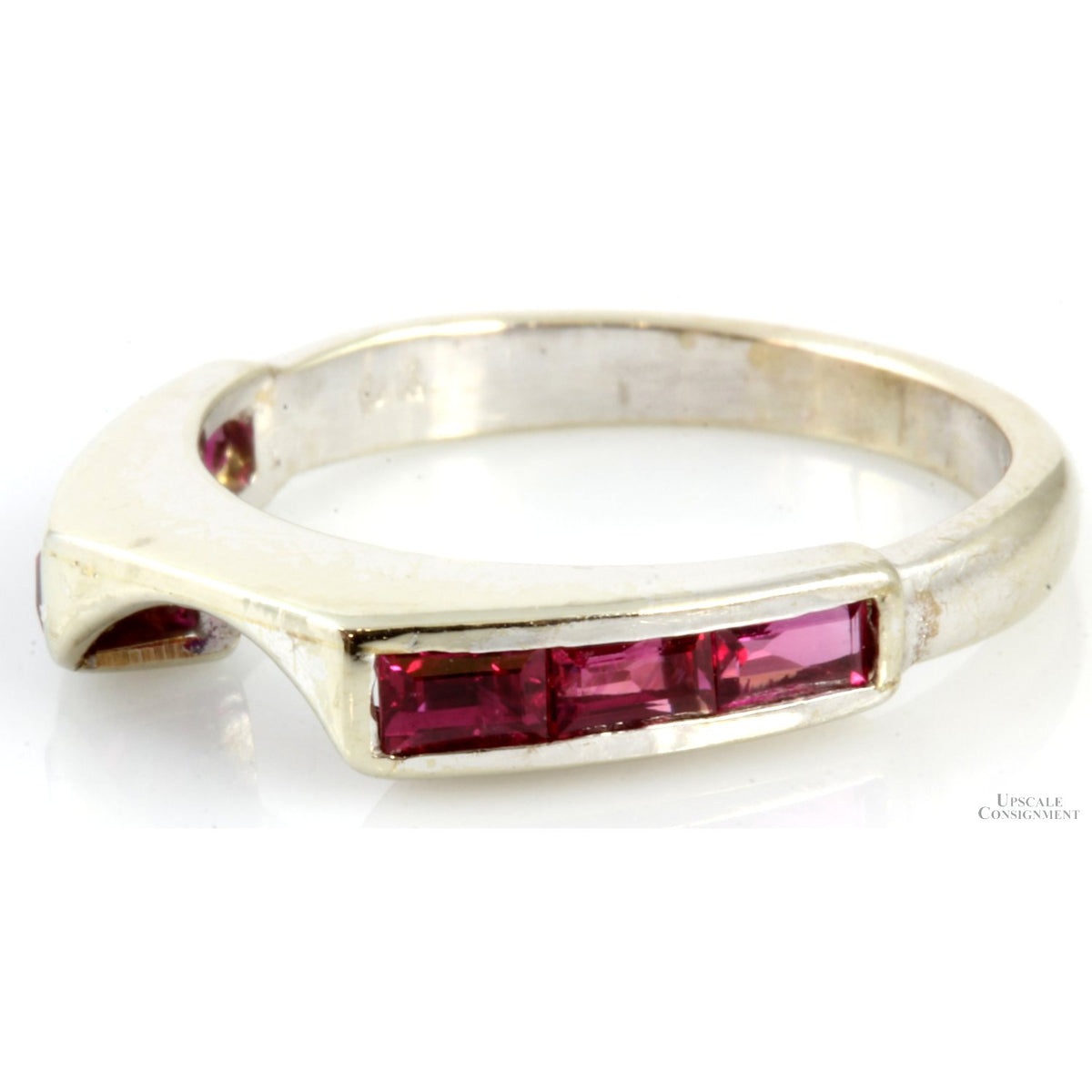 .65ctw Baguette Ruby 14K White Gold Enhancer Wrap Band