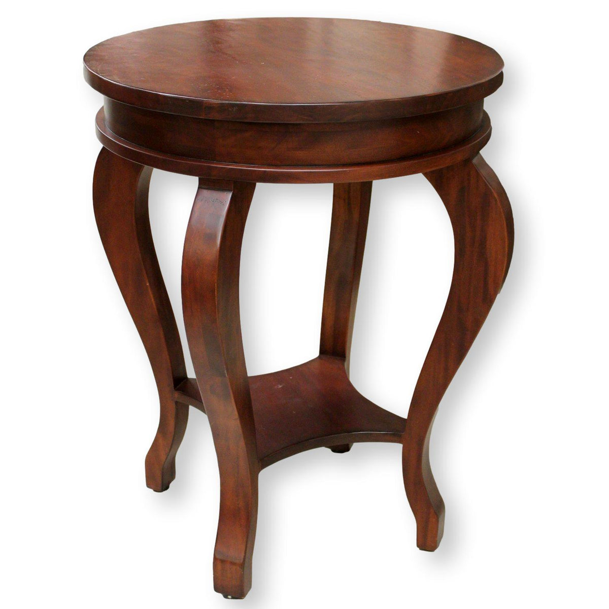 Round Mahogany End Table w/Curved Legs